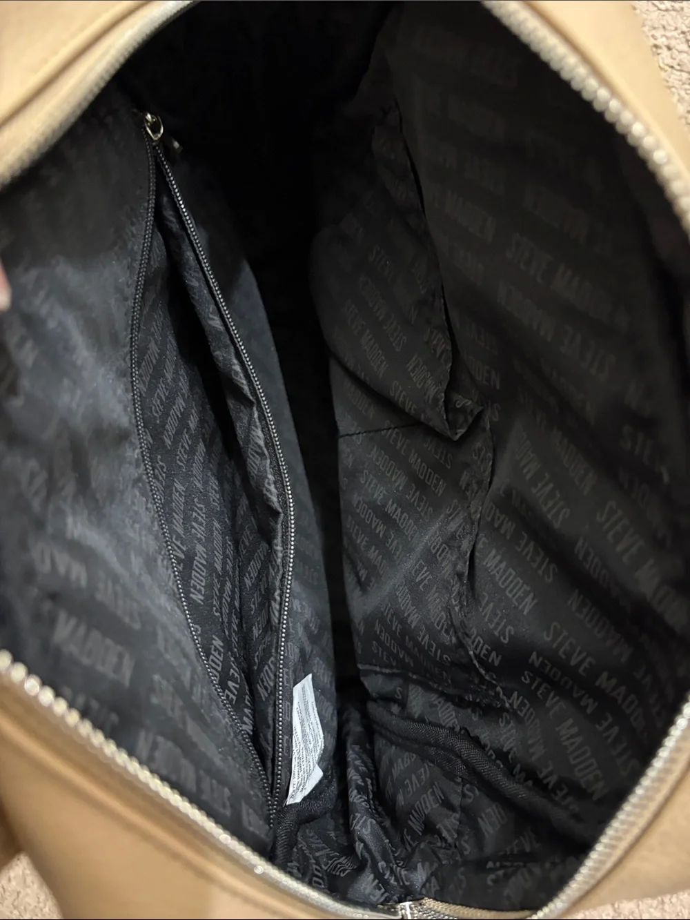 Steve Madden Tan Embossed Logo Backpack